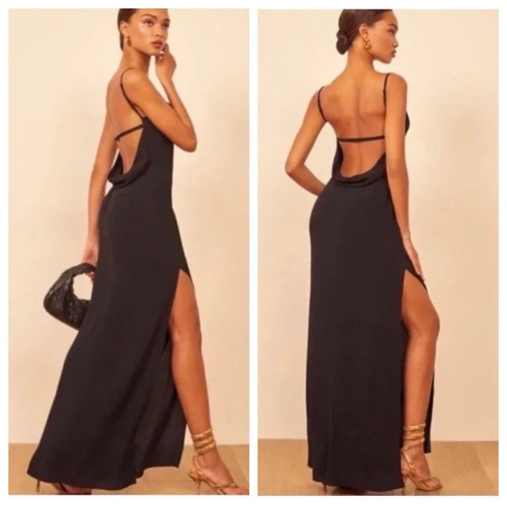 Reformation plum dark purple front slit sleeveless sexy maxi dress size 10 party